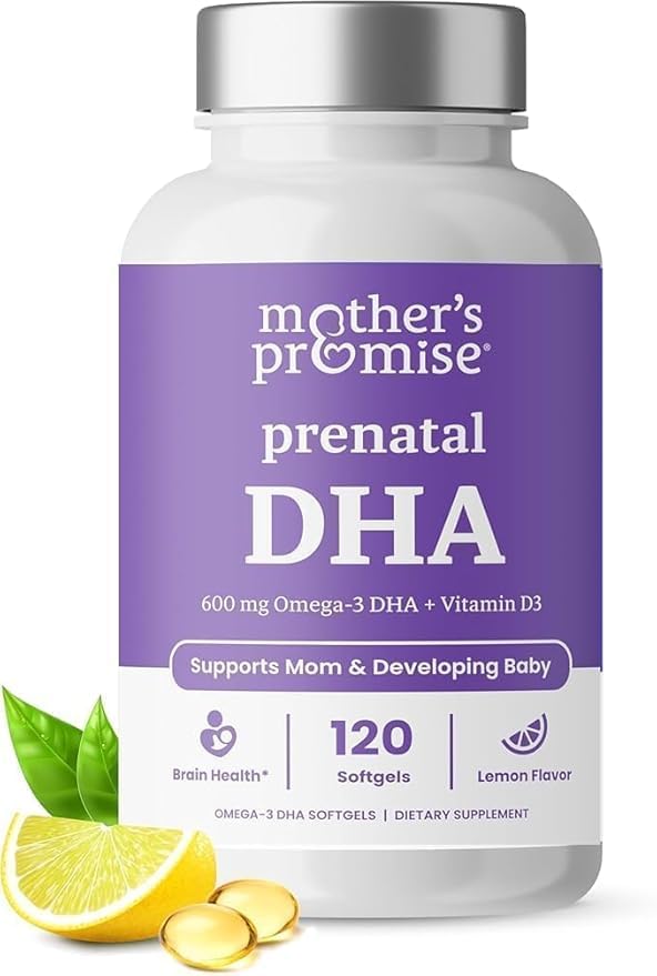 DHA Prenatale per le donne 600mg + 400 IU Vitamina D3 | 120 Softgels | Supporta la salute del cervello | Trigliceride Omega 3 Fish Oil DHA Vitamine Prenatali per la gravidanza e l'allattamento | 300mg per capsula
