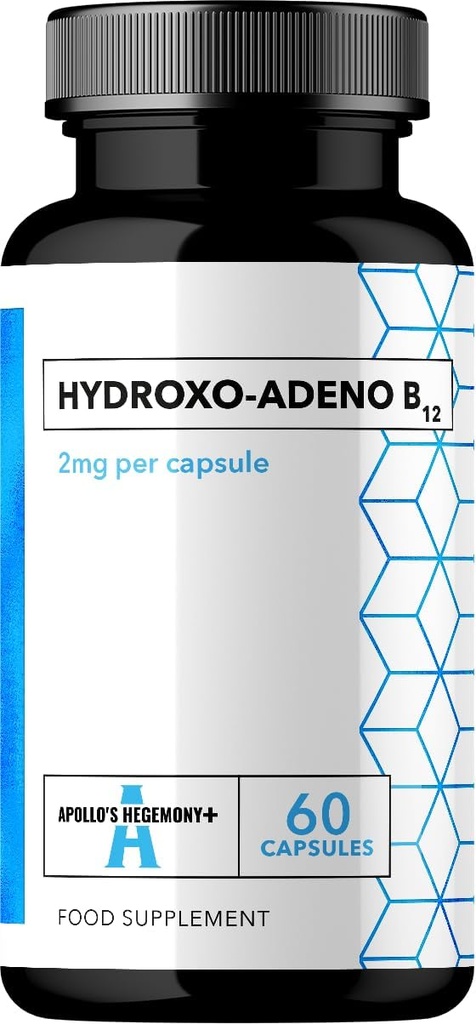 APOLLO'S HEGEMONY Hydroxo-Adeno 2 mg - Vitamina ad alto assorbimento B12-60 Capsule Vegan - 2 mesi di alimentazione - Supporta la formazione delle cellule del sangue rosse e livelli di energia vitale