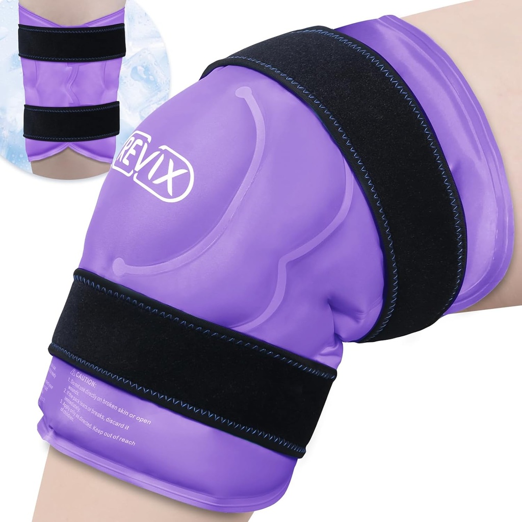 REVIX 20" XXXL Ice Pack per Knee Discomfort e Fatigue, Pacchetti freddi extra grandi riutilizzabili per il relax, Chirurgia di sostituzione del ginocchio, Promuovere flessibilità e mobilità con Terapia Fredda, Viola