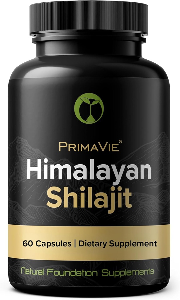 Shilajit Capsules High Strength Purified Primavie Shilajit Harvested a 10.000 piedi dalle montagne dell'Himalaya Ricco in acido Fulvic & Trace Minerals 3rd Party Testato 100% naturale Made in USA (60)