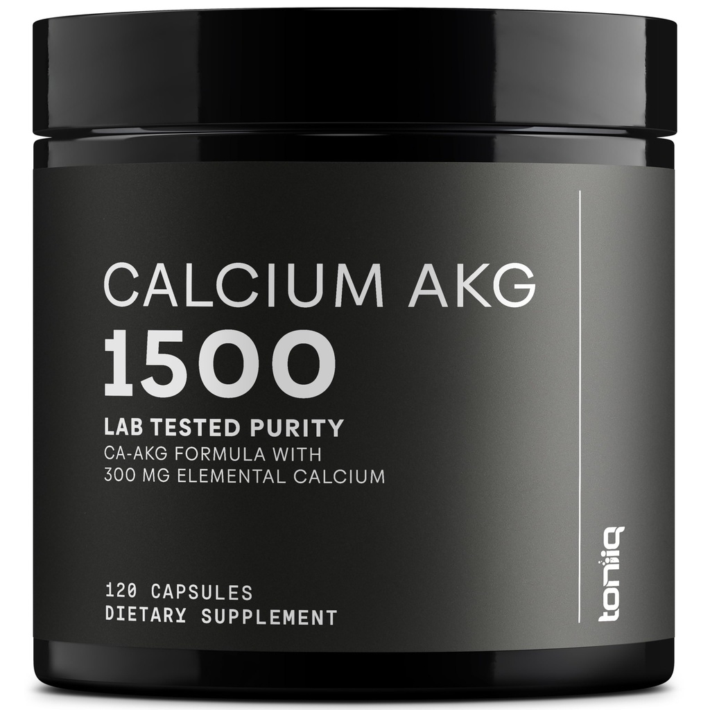 Toniiq 1500mg Ultra High Purity Ca AKG Supplemento - 99%+ Altamente purificato e biodisponibile Calcium Alpha-Ketoglutarate - Calcium AKG Longevità Supplemento - 120 Ca-AKG capsule vegetariane