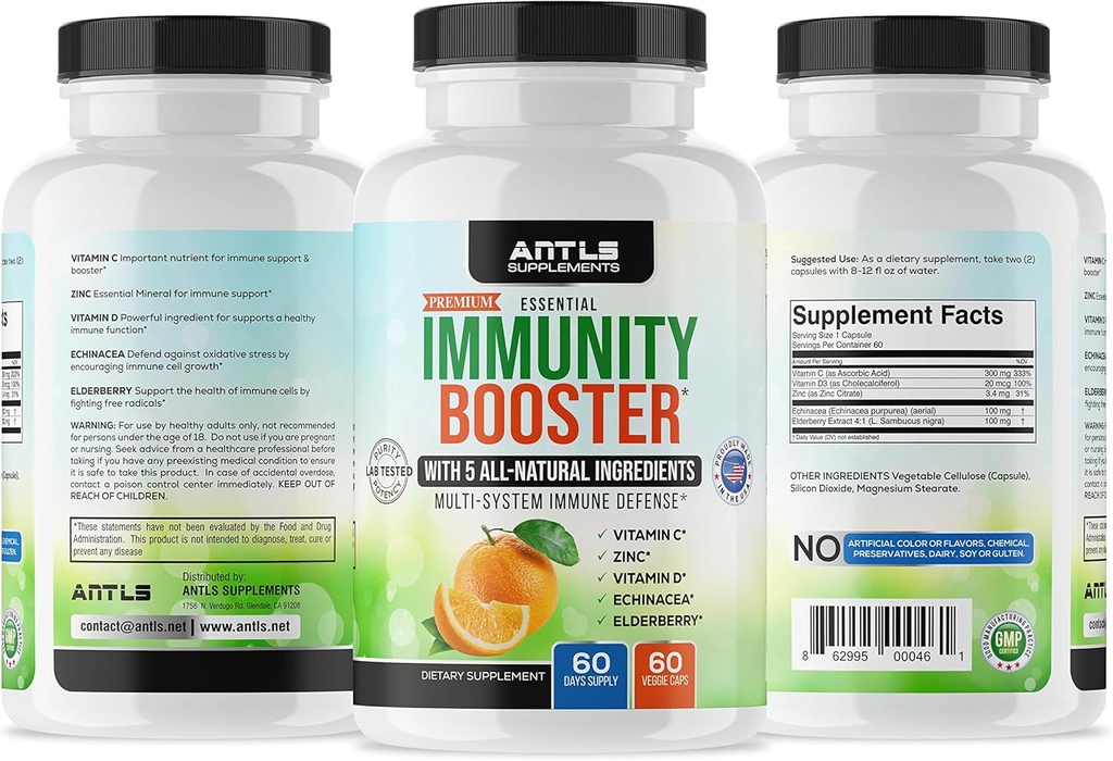 Integratore di immunità, vitamina C, D3, Zinc, Mirtillo, Capsule Echinacea