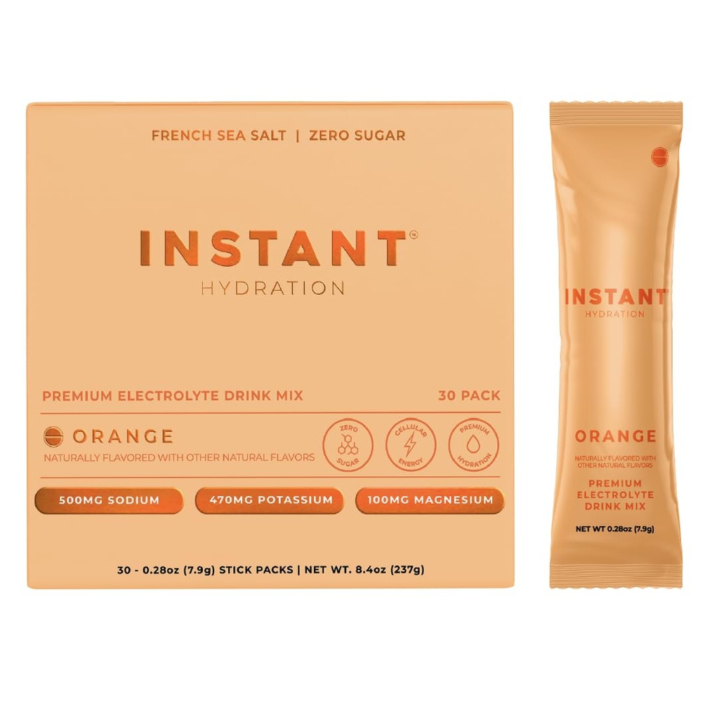 Idratazione istantanea Electrolytes Powder Packets - Citrus Orange Drink Mix - Zero Sugar - Keto, Vegan, Gluten-Free, Non-GMO - Boost Recovery, Brain Health, Muscle & Tissue Support- 30 Sticks