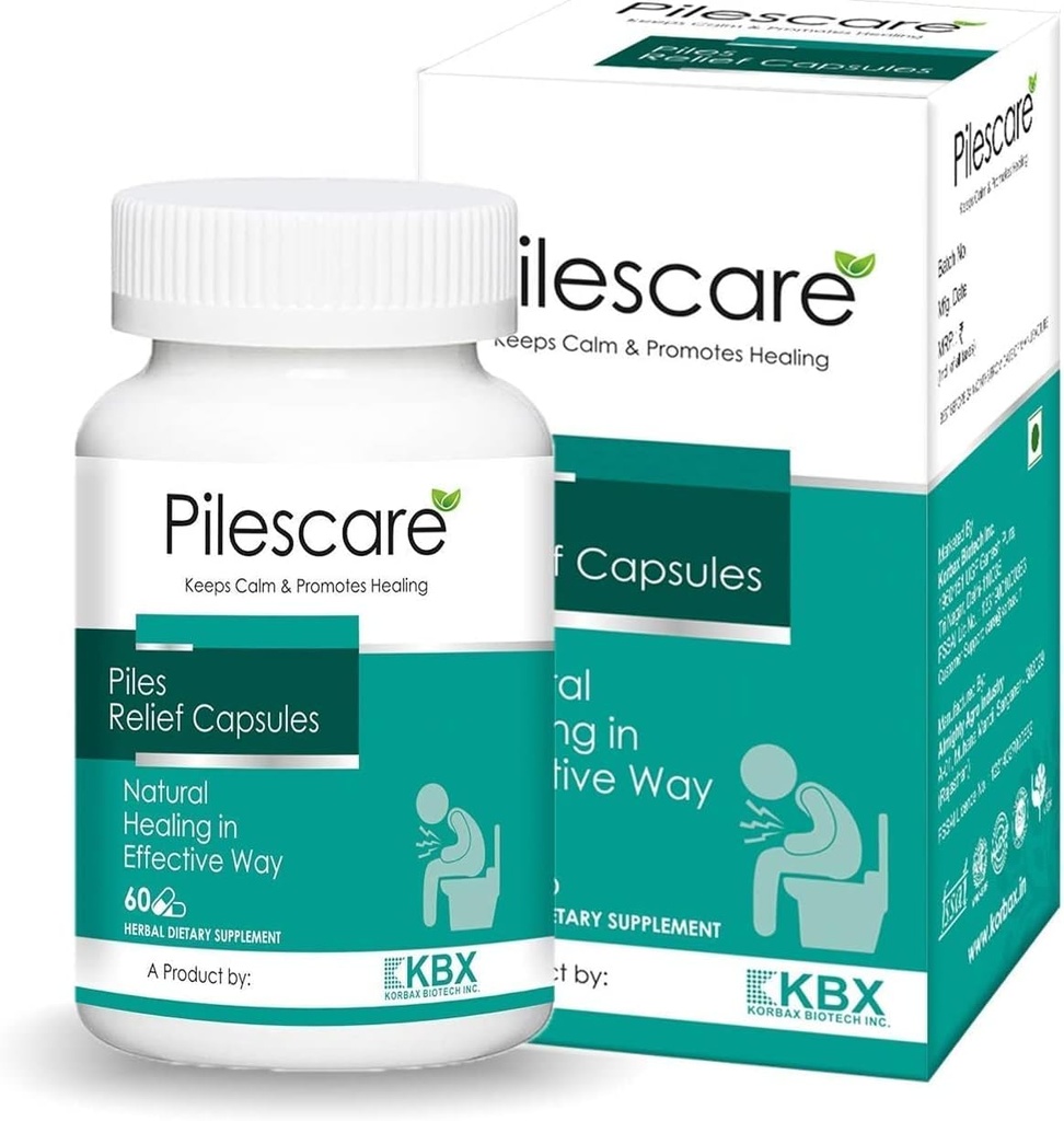 BETT 100% naturale Piles Care capsule con (Rosanjana, Reeth, Neem, Triphala, Guggul, Moch Rasa, Shankh Bhasma & Phitkari) 60 capsule