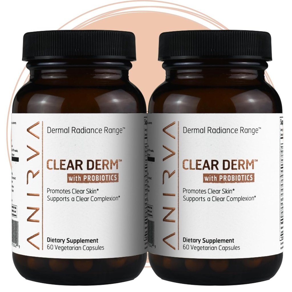 Pillole d'acne 2-Pack con zinco per adulti, Pillola d'acne per l'acne ormonale, Pillole di zinco per il trattamento dell'acne, Probiotici per l'acne, Integratori di zinco per l'acne adulto - Derm chiaro di Anirva con probiotici