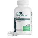 Bronson Zinc Triple Play 30mg Triple Coverage Supporto immunitario con Acetato di zinco, Picolinate & Orotate - Immune, Antiossidante & Skin Health Support - 250 capsule vegetariane