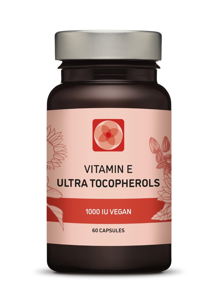 Vitamina E 1000 IU Ultra Tocopherol 450mg Vitamina E Vegan – Tutti 4 Tocoferoli - Alfa Tocoferolo + Beta Tocoferolo + Gamma Tocoferolo + Delta Tocoferolo– Unique d Alpha (60)