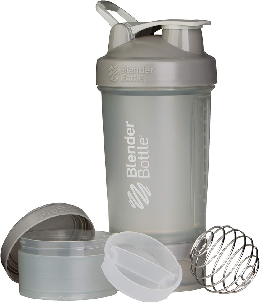 MiscelatoreBottle Shaker Bottiglia con l'organizzatore e lo stoccaggio del Pill per il sistema ProStak della polvere proteica, 22 once, Pebble Grey