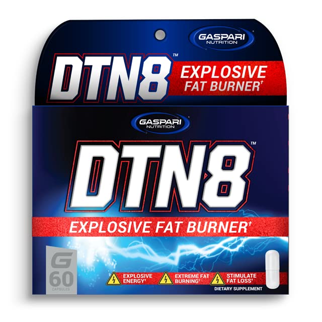 Gaspari Nutrition DTN8: Bruciatore grasso esplosivo, Energia naturale e messa a fuoco mentale, Supporto surrenale e stress (60 capsule)