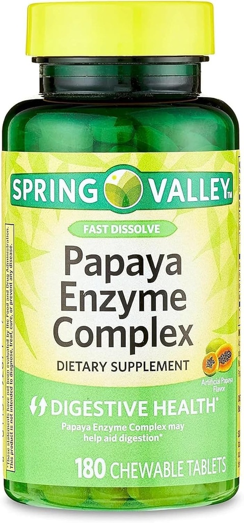Papaya Enzyme Complex Chewable Tablets Integratore alimentare, 180 Conte
