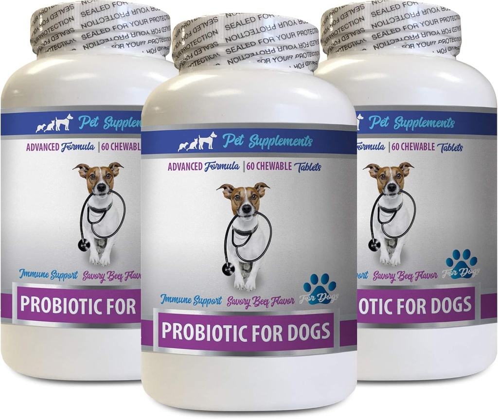 Dog Gut Health - PROBIOTICS per cani - Gut sano - Stop gas diarrea e cattivo respiro - Boost digestivo - Probiotic Gut Salute - 3 bottiglie (180 Trattamenti)
