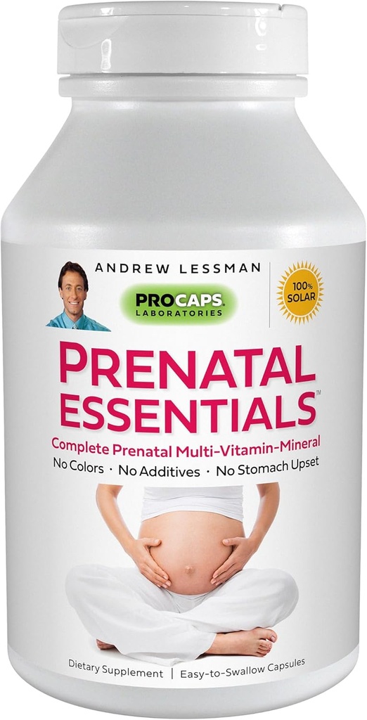 ANDREW LESSMAN Prenatal Essentials 180 Capsule - Vitamine Prenatali complete per le Donne, No Additivi Prenatal Multivitamina, Nutrienti per Prenatale Femminile, Prenatale-metilfolato Postnatale con Ferro