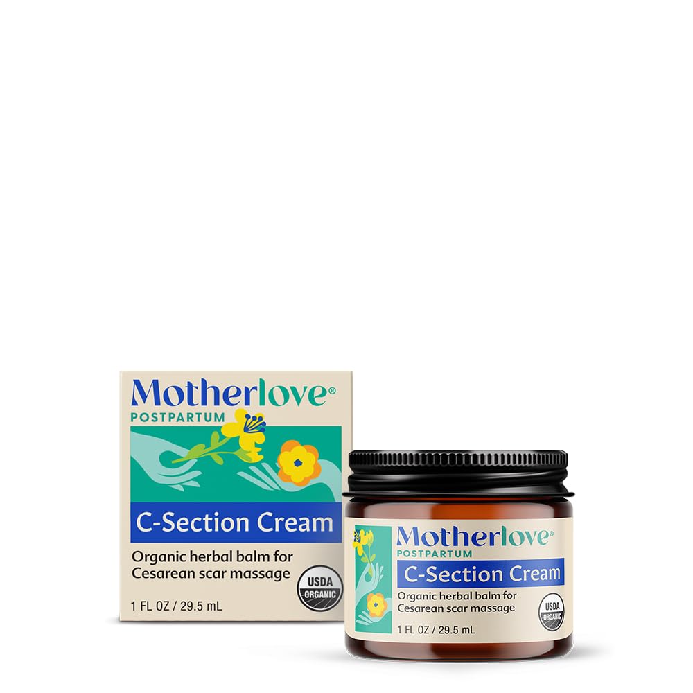 Motherlove C-Section Cream (1oz) Crema per cicatrici nutrienti organici di erbe aromatiche—Soothes Discomfort Mentre Minimizing Appearance & Reduction Scar Tissue Buildup—Non-GMO, Cruelty-Free