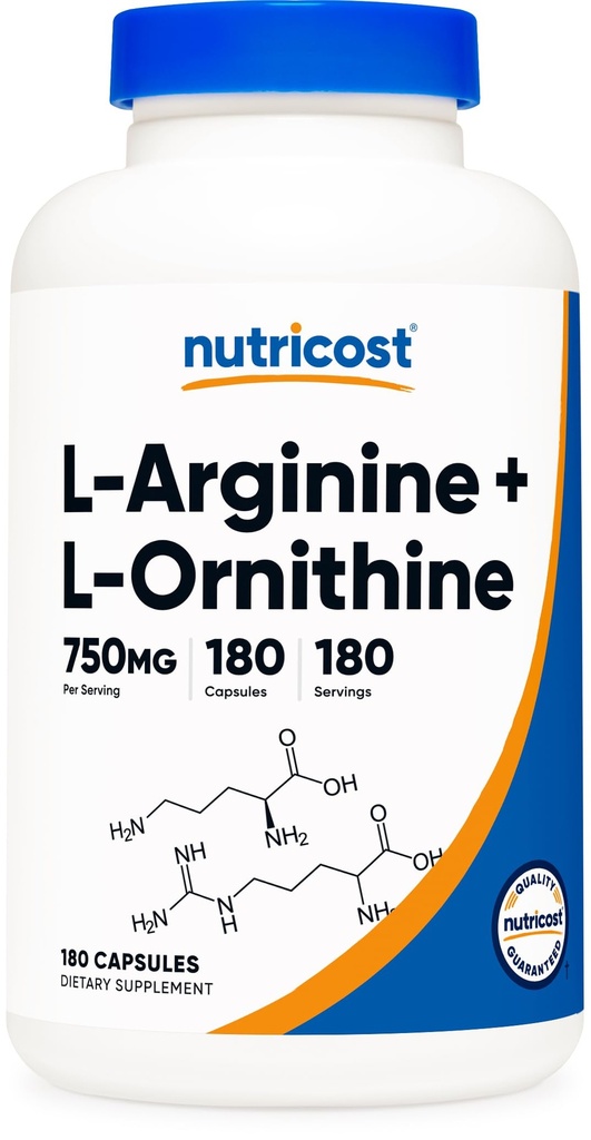 Nutricost L-Arginina L-Ornithine 750mg; 180 capsule