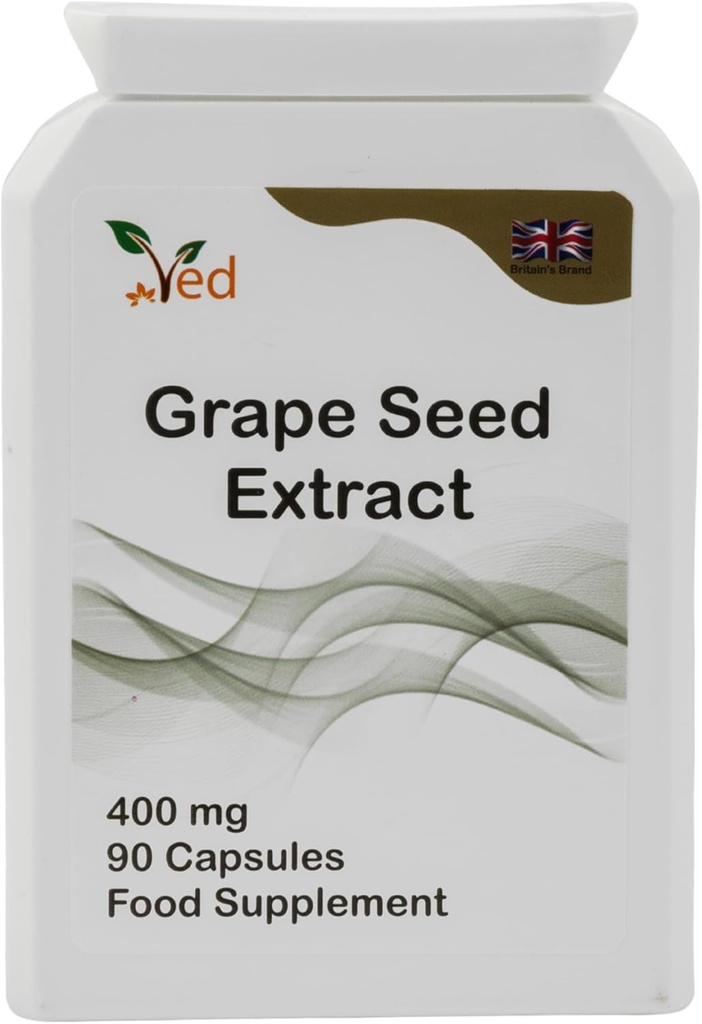 Ved OPC Grape Seed Extract Capsule, Min. 95% Oligomeric Proanthocyanidins,400 mg 90 Vegan Capsule (3 mesi di fornitura)