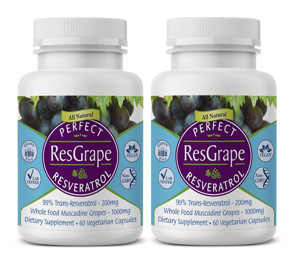 Integratori Perfetti – ResGrape Resveratrolo Perfetto – 60 Capsule – Trans-Resveratrolo & Organic Muscadine Uva - 2 Pack
