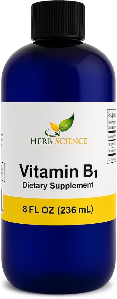 Liquid Vitamina B1 Gocce - Supplemento giornaliero di Thiamine a Digestione di supporto, Sistema nervoso, Salute del cuore, Rilievo di stress, Booster di energia naturale - 500% DV, 288 Serve per bottiglia - 8 fl. oz