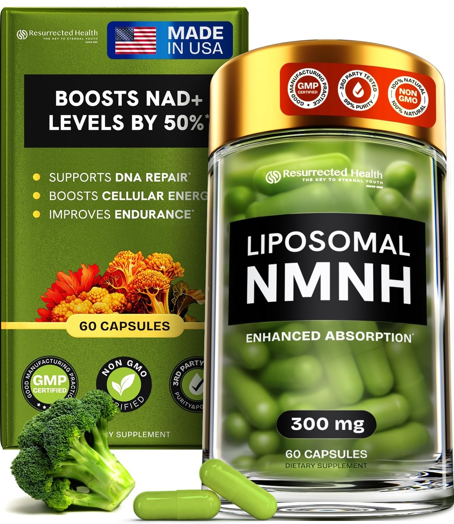 Liposomal NMNH Supplemento (Dihydronicotinamide Mononucleotide) - Alta purezza NAD per Anti Aging, Energy, Focus - Pure NMNH Organic 60 capsule - 300mg