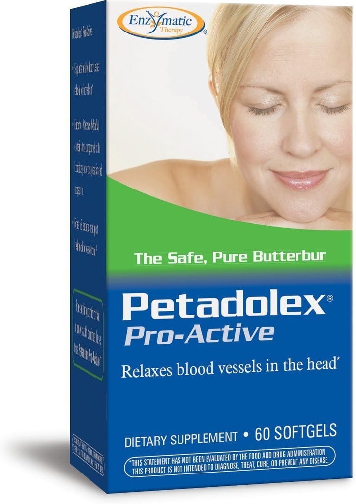 Via della natura Petadolex Pro-Active, Sanità e Rilassamento dei vasi sanguigni nel cervello con Butterbur brevettato*, 60 Softgels