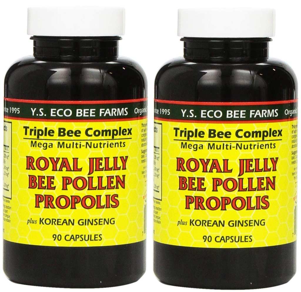 YS Eco Bee Farms, Royal Jelly Bee Pollen Propolis plus Korean Ginseng, 90 capsule (2Pack)