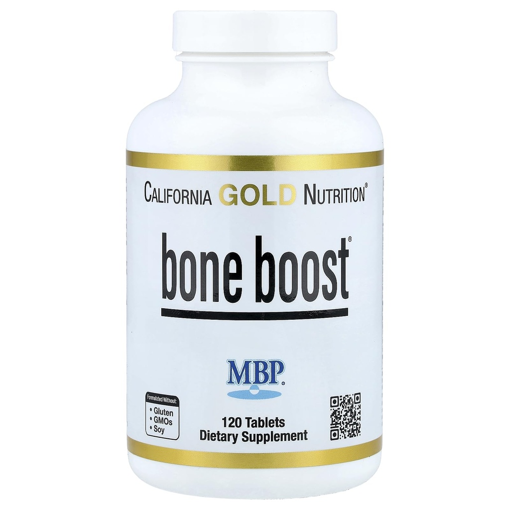 California Gold Nutrition Bone Boost Supplemento, Supporto per Bone Salute, Nutriente Blend con Calcio e Vitamina D, Per vegetariani, Senza glutine, Non OGM, 120 compresse
