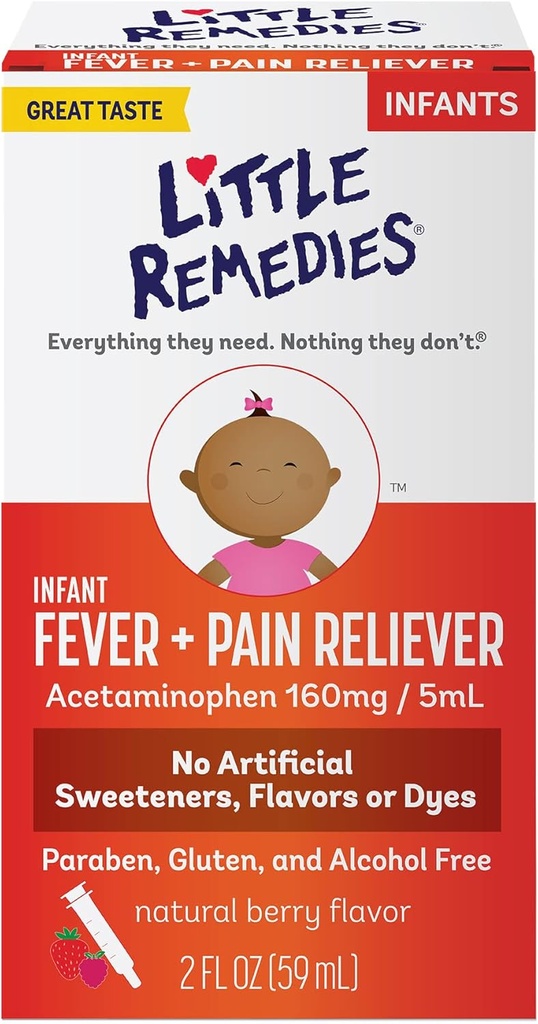 Little Remedies Baby Medicine, Infant Fever e Dolore con Acetaminophen, Berry Flavor, 2 Fl Oz