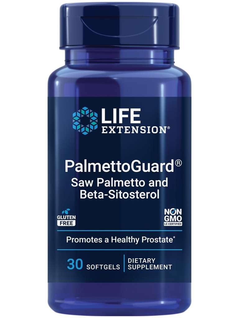 Estensione della vita PalmettoGuard Saw Palmetto & Beta-Sitosterol – Supporta la salute della prostata e del metabolismo degli ormoni – Integratori per gli uomini - senza glutine, non OGM – 30 softgels