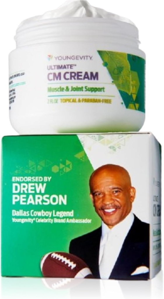 Youngevity Ultimate CM CreamTM - Muscolo e Joint Deep Soothing Analgesic Cream - Paraben Free - Back, Neck, Hand e Feet Pain Support - Menthol 1,4% - (2 oz Jar)
