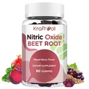 Gummie di radice di barbabietola 6000mg – Booster di ossido nitrico con semi di uva, melograno, vitamine C & B12 – Integratori di ossido nitrico per gli uomini – Aroma di bacche miste – 60 Gummies
