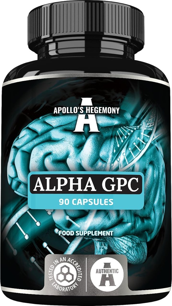 APOLLO'S HEGEMONY Alpha-GPC 600mg per Dose Giornaliera - 90 Vegan Choline Capsules - 99% Choline Alfoscerate Integratore alimentare - Lipid Choline - Memory and Concentration Capsules