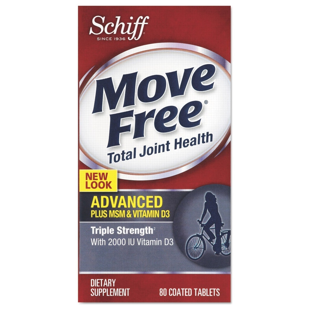 Schiff Move Free Advanced , Triple Strength Plus MSM & Vitamin D3, 80 compresse rivestite ( Multi-Pack)