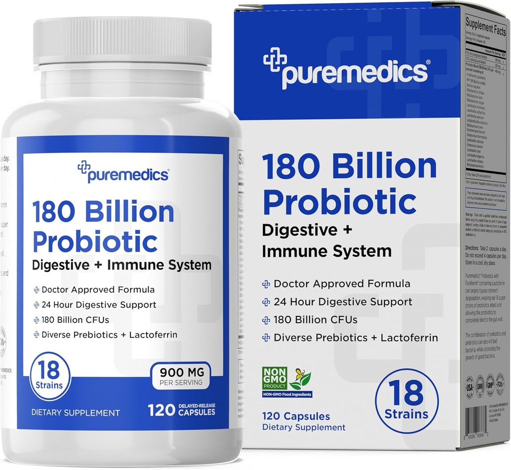 Scelta Formula Probiotici 180 miliardi di CFU - 18 Strains + Lactoferrin + Prebiotici - Immune, Digestivo & Salute Gut - costipazione, Diarrea, Gas & Bloating - per le donne & uomini - 120ct