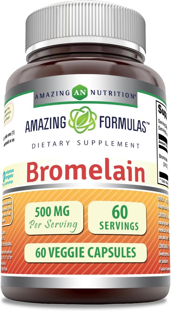 Stupefacente formula Bromelain 500mg 2400 GDU, 60 capsule vegetali | Non OGM | Gluten Free | Made in USA | Ideale per vegetariani