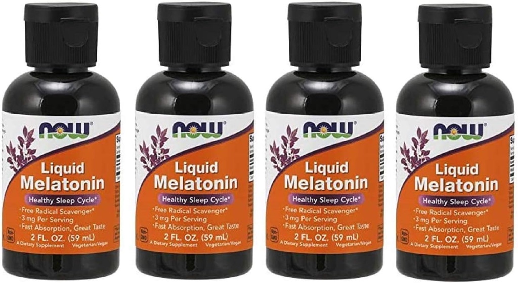 Melatonina liquido 3mg (pacchetto di 4) Ora Cibi 8 oz. (4 x 2 oz.) Liquidazione