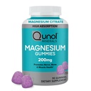 Gummie di Magnesio Qunol per adulti, 200 mg Magnesio Elementale (da 1,750 mg Citrato di Magnesio), Supplemento di Magnesio ad alto assorbimento, Supporta Nerve, Bone e Salute Muscolare, Vegetariano, 90 Conte