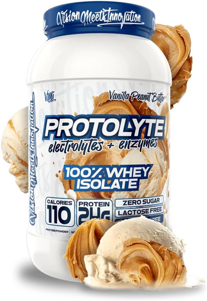 VMI Sports | ProtoLyte Whey Isolate Protein Powder | Low Calorie Whey per perdita di peso e guadagno muscolare | Enzimi digestivi | Non-GMO (1.6 lb, burro di arachidi Vanilla)