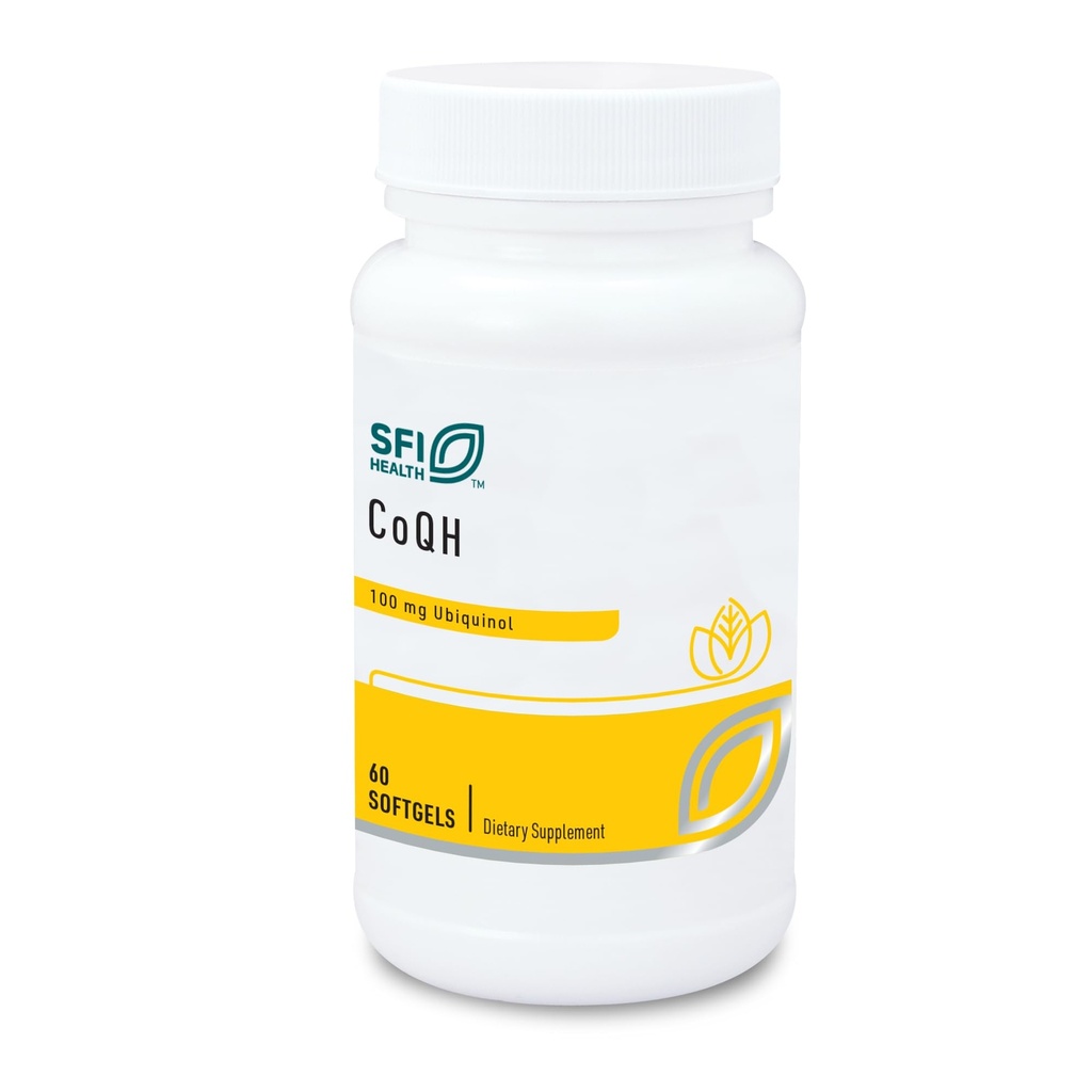 Klaire Labs SFI Health CoQH - Ipoallergenico 100 Milligrammi ridotto Coenzyme Q10 come Ubiquinol Solubilized in olio D-Limonene per il supporto mitocondriale (60 Softgels)