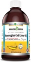 Incredibile Omega Norvegese Cod Liver Oil 16 Oz 473 ml Supplemento | Limone Flavor | Estratto sotto Strict Quality Standards from Around The Waters of Norway | Non OGM | Gluten Free