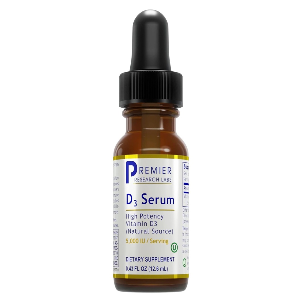 Siero di vitamina D3 - Gocce di olio di vitamina D liquido per adulti, vitamina liquida D3 5000 IU, liquido sublinguale Vit D3 - 0,43 fl oz