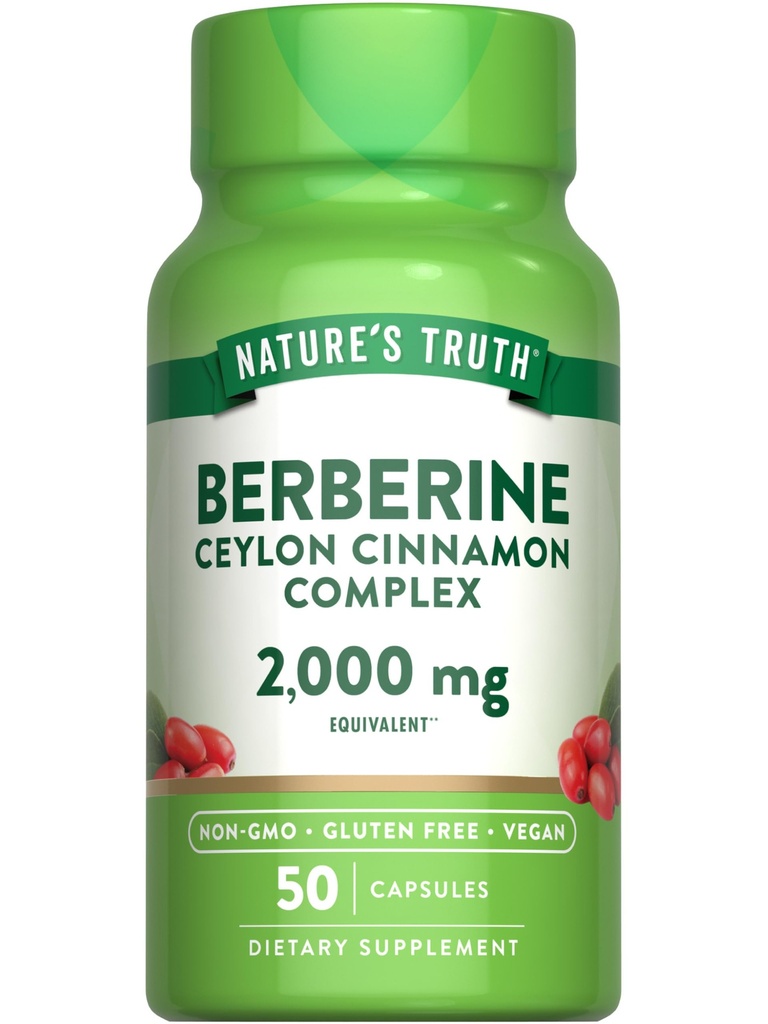 Verità della natura Berberina con Ceylon Cinnamon Complex | 2000mg | 50 Vegan Capsule | Vegan, Non OGM e Gluten Free Supplement