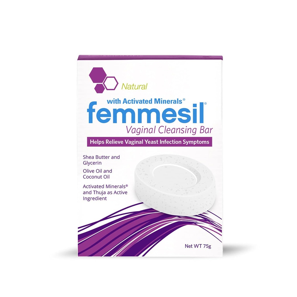 Femmesil Vaginal Antifungal Soap per lievito in infezione sollievo per le donne, Vaginal Itch & Irritation, Dermatologist testato e soluzioni anallergiche approvato. All-Natural Vagina Soap Bar (75gm)