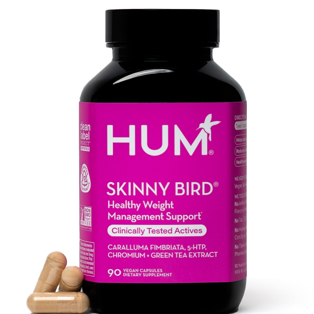 HUM Skinny Bird Green Tea Extract Appetite Supporto per le donne con 5HTP, Cromo, Caralluma Fimbriata, Gluten Free e Vegan, Estratto di tè verde integratori per le donne, 90 capsule
