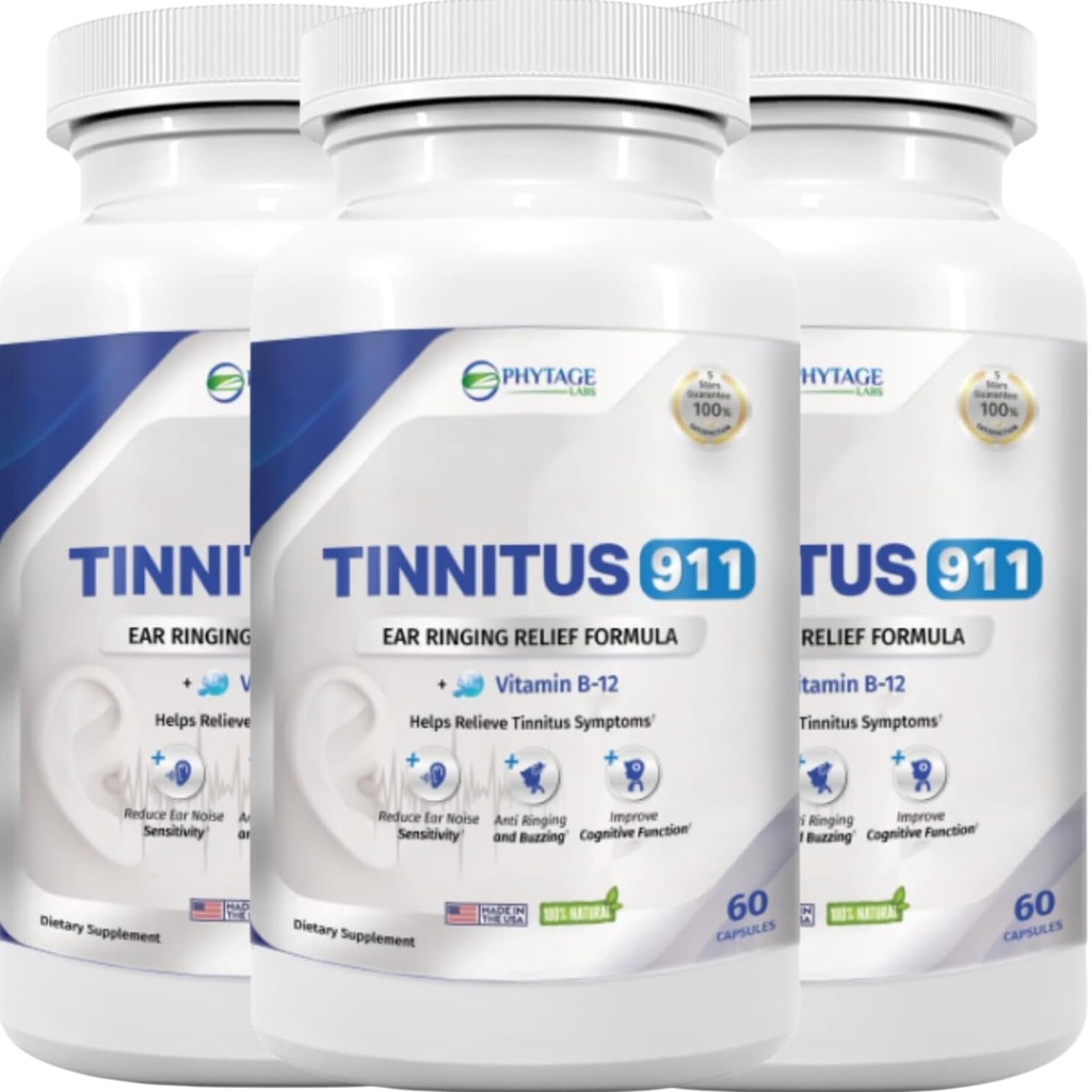 Tinnito 911 - Supplemento di sollievo Tinnitus - Ear Ringing Relief - 3 Pack