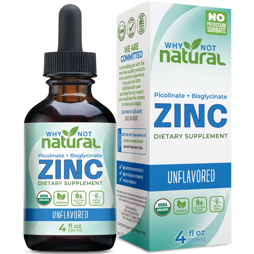 Integratore di gocce di zinco liquido organico con Picolinato e Bisglicinato, Vegan