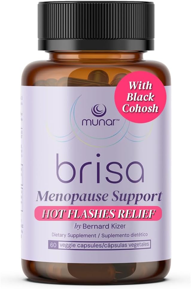 Munar Brisa Menopause Supporto – Equilibrio ormonale per le donne con cardo del latte, Vitex, Cohosh nero e Rhubarb. Riduce i flash caldi, aumenta l'energia, il detox del fegato – alimentazione di 30 giorni (60 capsule)