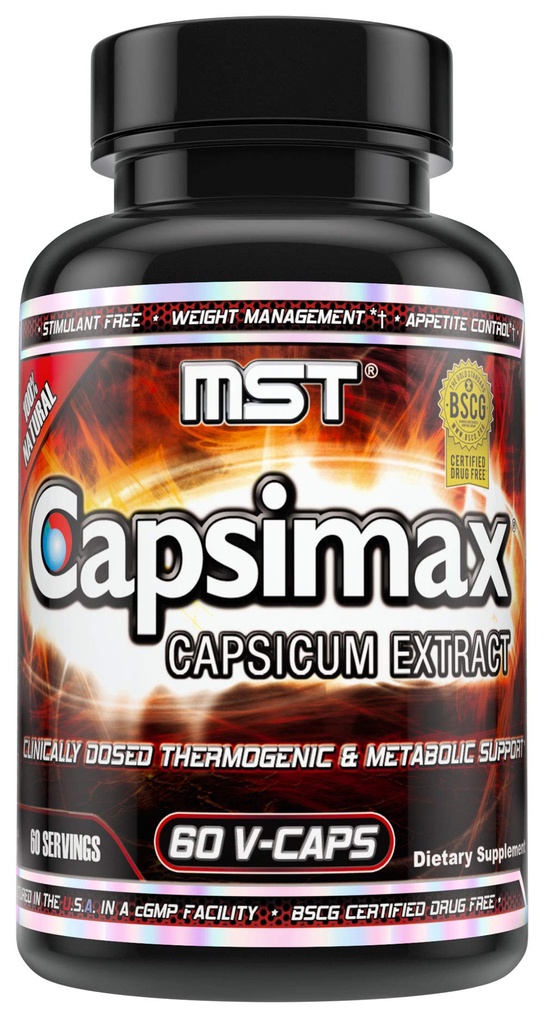 MST Capsimax Supplemento 100mg V Capsule, 60 Serve Clinicamente Dosed Weight Management, Termogenico, Controllo Appetite, Calorie Burning, Metabolic Health, Stimolant Free.