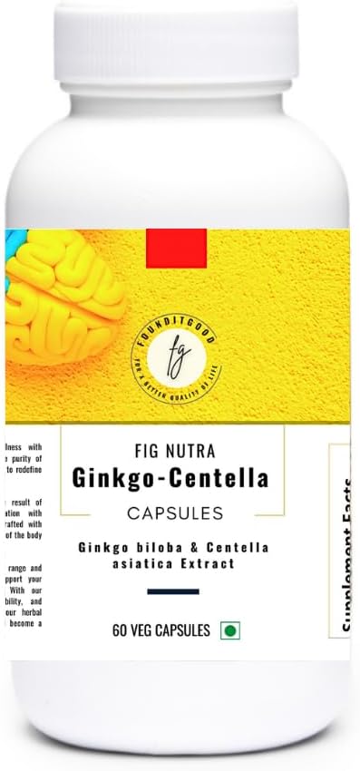 FiG Nutra ‘Ginkgo-Centella’ Capsule | Brain Health Supplement per Focus e Memoria | Potente miscela di Ginkgo biloba Leaf Extract e Centella asiatica Leaf Extract | 60 Veg Capsule