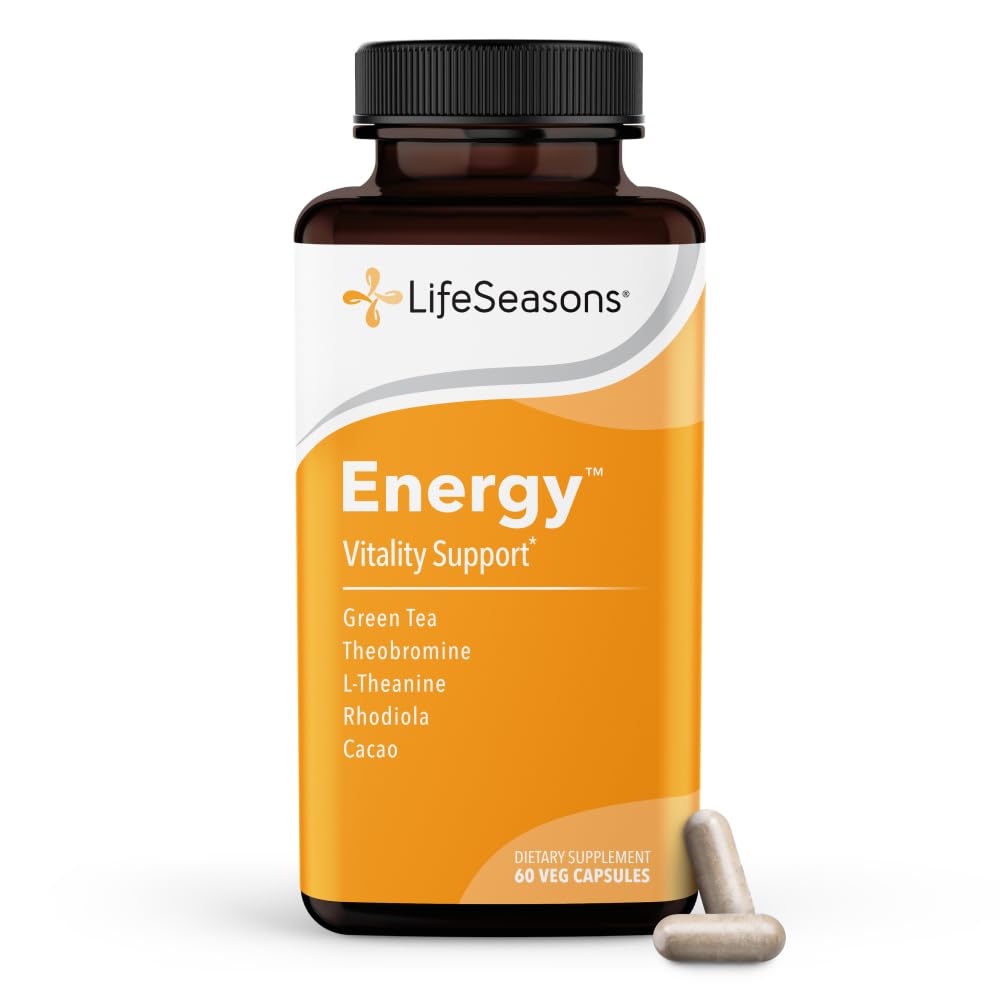 LifeSeasons Energy - Vitality Support - Energy Booster for Physical and Cognitive Strength - No Jitters - Aumenta la Stamina - Contiene tè verde e L-teanina - 60 Count (Pack of 1)