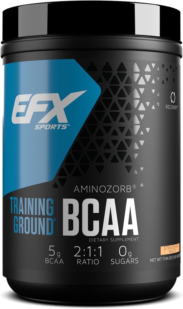 EFX Sports Training Ground BCAA | Completamente stabile, supplemento di aminoacidi altamente solubili | Pre, Intra o Post Workout | Sugar Free | 500 Grammi (Strawberry Peach)