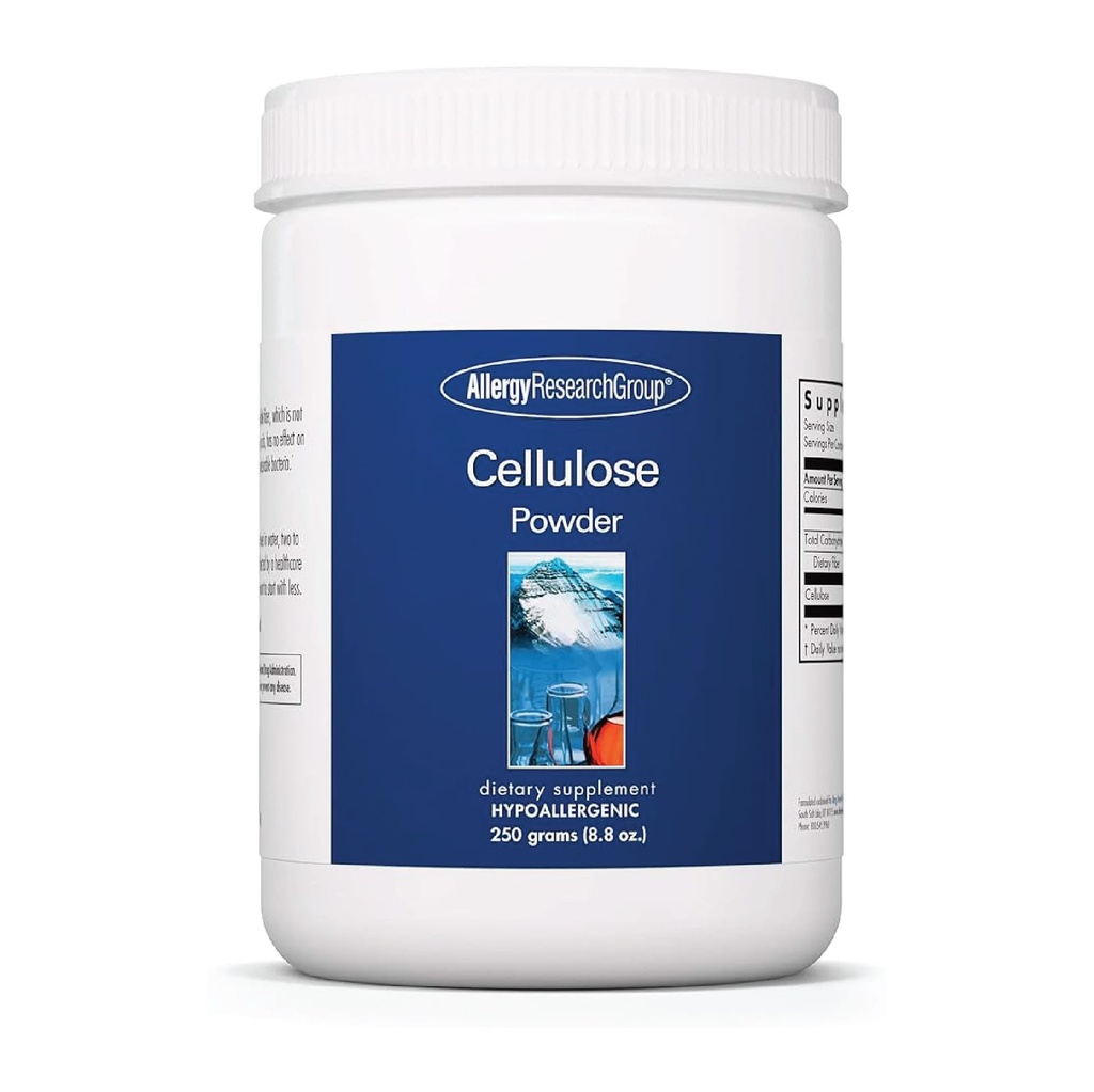 Allergy Research Group Polvere di cellulosa - Polvere di cellulosa microcristallina, supplemento di fibra insolubile 2000mg, cellulosa in polvere, non fertilizzante, soluzioni anallergiche - 8.8 Oz